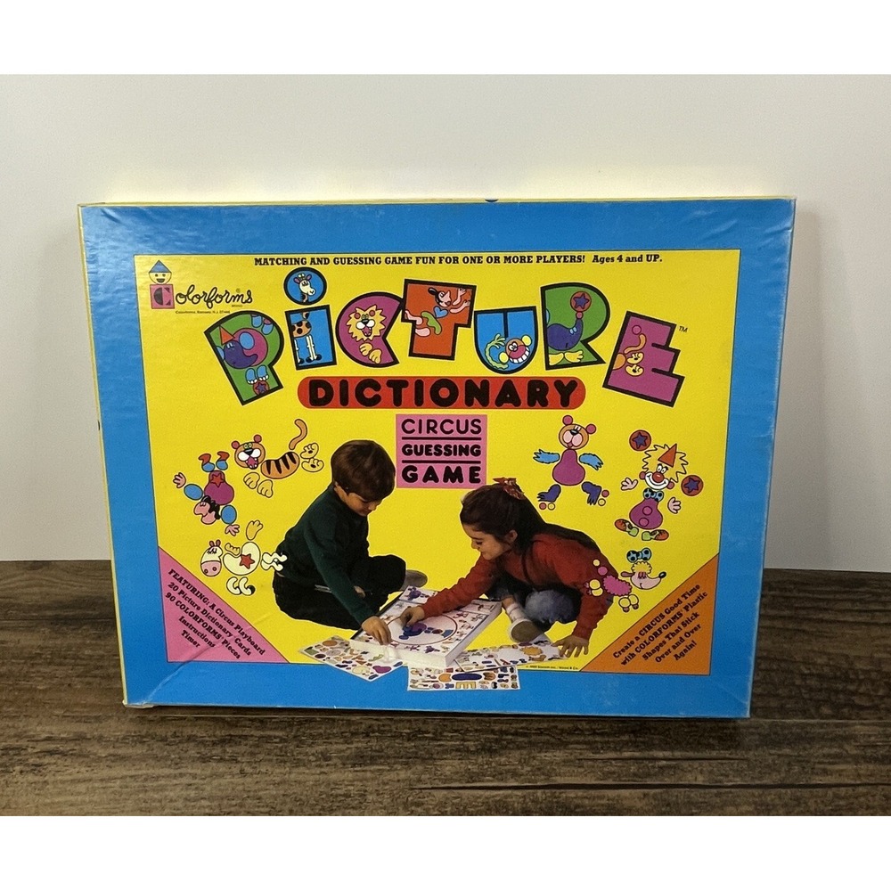 Colorforms Picture Dictionary Circus Guessing Game Playset 1988 Clowns Stickers
